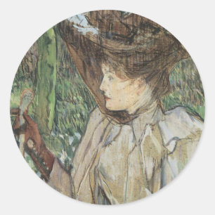 Klassieke Kunst, Vrouw met Handschoenen van Toulou Ronde Sticker