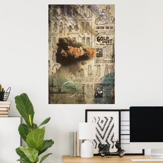 Klassieke Kunst Vrouw Verlangt Naar De Dag Groot Poster (Thuiskantoor)