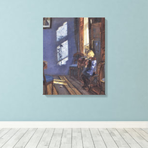 Klassieke Kunst, Zonneschijn in de Blauwe Kamer do Canvas Afdruk