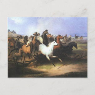 Klassieke kunsten die paarden runnen briefkaart