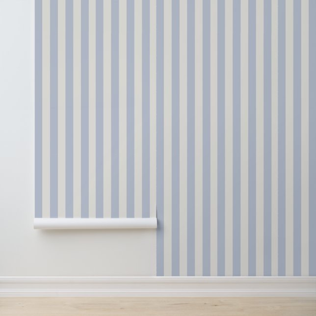 Klassieke Kust Chic Lichtblauw Witte Strepen Behang (Applicatie)