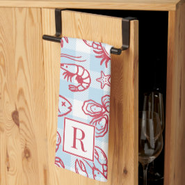 Klassieke Kust Zeevruchten Gingham Keuken Decor Theedoek