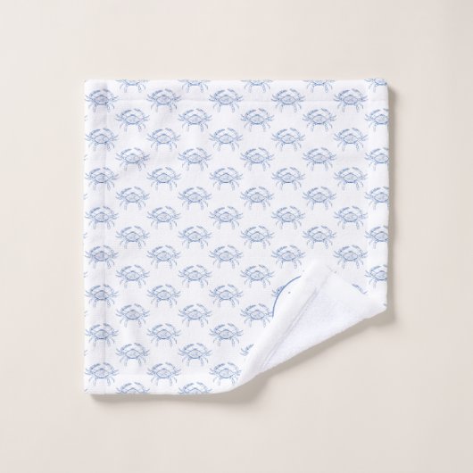Klassieke Kustblauwe en witte krabben Monogram Bad Handdoek (Wasdoekje)