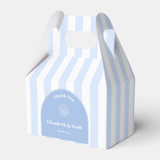 Klassieke Kustbruiloft Blauw En Wit Streep Bedankdoosjes (Voorkant Zijde)
