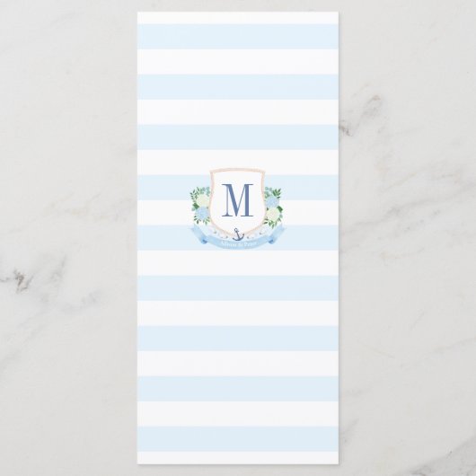 Klassieke Kustmonogram Huwelijksreceptie Menu (Achterkant)