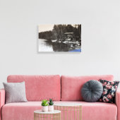 Klassieke Lake Cabin Canvas Afdruk (Insitu (Woonkamer))