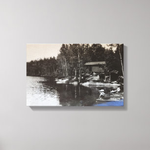 Klassieke Lake Cabin Canvas Afdruk