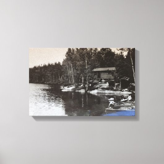Klassieke Lake Cabin Canvas Afdruk (Voorkant)
