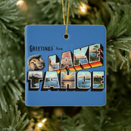 Klassieke Lake Tahoe-welkom Keramisch Ornament