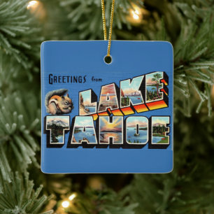 Klassieke Lake Tahoe-welkom Keramisch Ornament