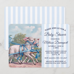 Klassieke Lammetjes in Blauwe Lintjes Baby Shower Kaart