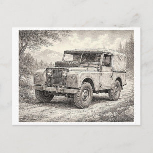 Klassieke Land Rover auto, Verzamelaarsitem Briefkaart