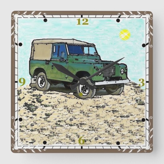 Klassieke Land Rover vierkante klok (Voorkant)