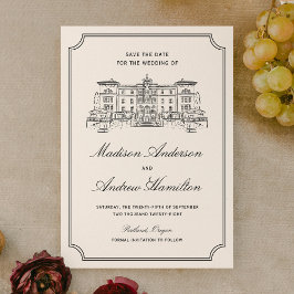 Klassieke landgoed illustratie bruiloft save the date