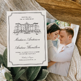Klassieke landgoed illustratie foto trouwdag save the date