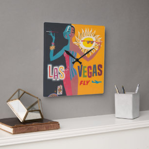 Klassieke Las Vegas gokreisposter kunst Vierkante Klok