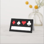 Klassieke Las Vegas Place Card Rood op Wit op Zwar Plaatskaartje<br><div class="desc">Perfect voor een klassieke Las Vegas casino bruiloft, deze zwart gedrukte gevouwen plaats kaart heeft rode en witte kaart pakken en een blanco witte ruimte om te schrijven in gasten namen, mark food keuzes en meer. Deze kaarten worden verkocht in verpakkingen van 25, dus vergeet niet om genoeg te bestellen...</div>