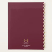 Klassieke Laurel krans Bourgondië Goud Monogram Planner (Achterkant)