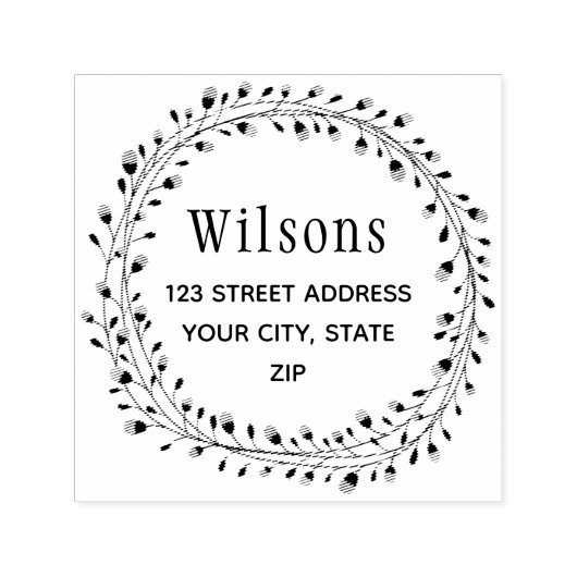 Klassieke Laurel krans familienaam Zelfinktende Stempel (Design)