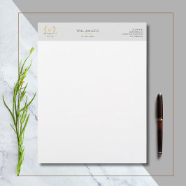 Klassieke laurel krans grijs goud monogram briefhoofd
