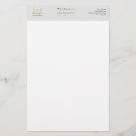 Klassieke laurel krans grijs goud monogram briefpapier