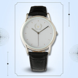 Klassieke laurel krans grijs goud monogram horloge