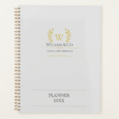 Klassieke laurel krans grijs goud monogram planner (Voorkant)