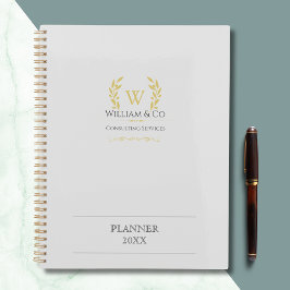 Klassieke laurel krans grijs goud monogram planner