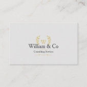 Klassieke laurel krans grijs goud monogram visitekaartje (Voorkant)