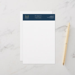 Klassieke Laurel krans Navy Blauw Goud Monogram Briefpapier