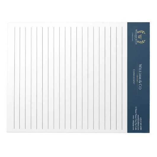 Klassieke Laurel krans Navy Blauw Goud Monogram Notitieblok (Voorkant)