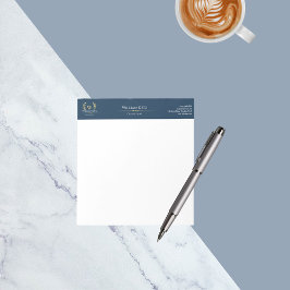 Klassieke Laurel krans Navy Blauw Goud Monogram Notitieblok