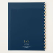 Klassieke Laurel krans Navy Blauw Goud Monogram Planner (Achterkant)