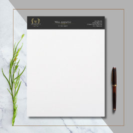 Klassieke laurel krans zwart goud monogram briefhoofd