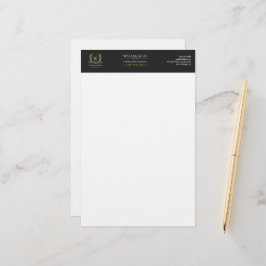 Klassieke laurel krans zwart goud monogram briefpapier
