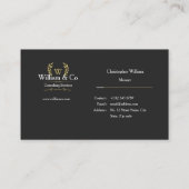 Klassieke laurel krans zwart goud monogram visitekaartje (Achterkant)