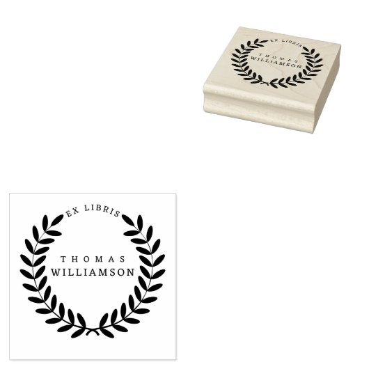 Klassieke Laurel WreatCustom Name Ex Libris Book Rubberstempel (Gestempeld)