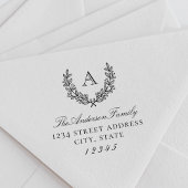 Klassieke Laurel Wreater Monogram Return Address Rubberstempel