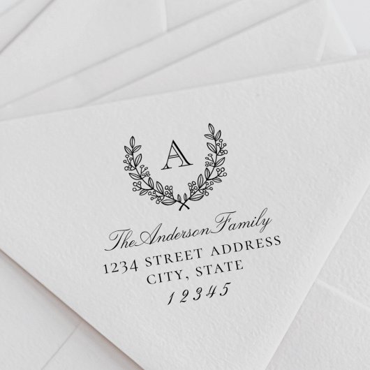 Klassieke Laurel Wreater Monogram Return Address Zelfinktende Stempel
