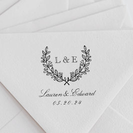 Klassieke lauwerkrans trouw monogram naam zelfinktende stempel