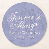 Klassieke Lavendel Hand Getrokken Wedding Schets A Ronde Kartonnen Onderzetter (Voorkant)