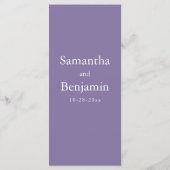 Klassieke Lavendel Monogram Bruiloft Menu (Achterkant)