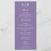 Klassieke Lavendel Monogram Bruiloft Menu (Voorkant)