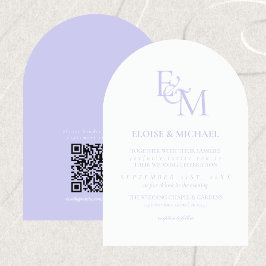 Klassieke Lavendel Monogram Minimalistische Trouwd Kaart