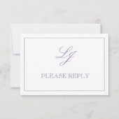 Klassieke lavender Calligraphy Monogram No Means RSVP Kaartje (Voorkant)