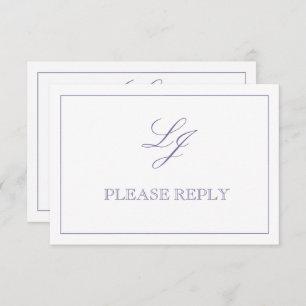 Klassieke lavender Calligraphy Monogram No Means RSVP Kaartje