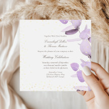 Klassieke lavender Eucalyptus Glitter Wedding Invi
