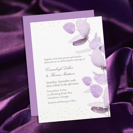 Klassieke lavender Eucalyptus Glitter Wedding Invi Kaart
