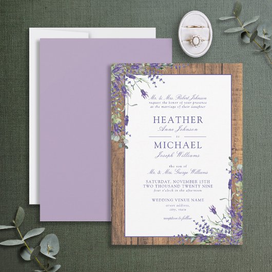 Klassieke lavender Eucalyptus Wood Weddenschap Kaart