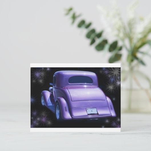 Klassieke  lavender Paarse Chevy - Chevrolet Briefkaart (Staand voorkant)